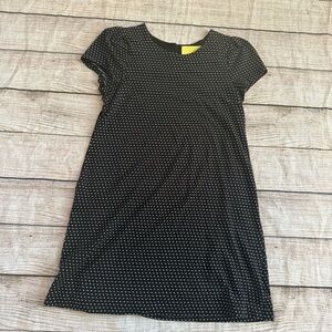 Maeve Black Short Sleeve Dress Women’s Size Medium Textured White Dots Lined